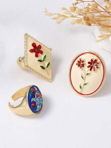 Vintage Luxury Engraved Colorful Enamel Elegant Versatile Open Ring For Women, European And American Medieval Palace Style - Elegant Ring - View 5