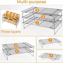 Rejilla de enfriamiento apilable de 1/2/3 niveles, material de acero inoxidable, rejilla de horneado plegable, adecuada para enfriar pasteles, galletas, pizza, carne, pan, antiadherente y fácil de limpiar, uso en múltiples escenarios - regalo ideal para entusiastas de la repostería y inauguración de casa - Ver 2