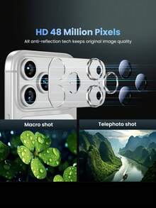 Luxury Solid Color 1pc 17 Pro Max 9H Tempered Glass Camera Lens Protector Premium Adhesive Design For Phone Case, Perfect Fit, Scratch/Fingerprint/Dust Proof, Fully Protective, High Transparency Lens Cover Maintains Original Photo Quality, Mother's Day Gift, Birthday Gift - Silver - View 4