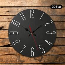 Single Piece, 2D Flat Wall Clock, 10inch, Black Wood Grain Design With White Numbers, Suitable For Decorating Living Rooms, Bedrooms, Offices, Kitchens, And Dining Rooms, 2D Flat Model,Mothers Day Gift,Adornos Para Sala,Sunflower,House Essentials - Style/Multiple Colors/10in/25cm - View 8