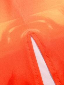 BIUBIU 女士加大码无袖紧身长款连衣裙，扎染针织露背吊带礼服，长款修身细肩带开衩连衣裙，适合各种场合 - 桔橙色 - 查看 9