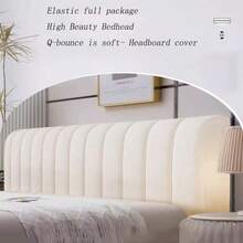 Thickened Velvet Headboard Cover, Full-Wrap Dustproof Protector, Double-Sided Soft Padding, Anti-Collision Headboard Cover - White - View 5