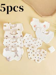 6-Layer Muslin Flower Bib, Baby Burp Cloth, Newborn Drool Bib, Anti-Spit Up Bib - Multicolor - View 9