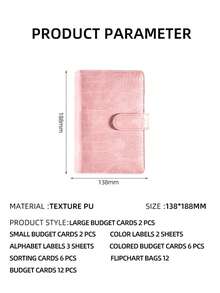 A6 Loose-Leaf 6-Ring Crocodile Texture Notebook, Cash Storage Notebook, Memo Pad Set With Zipper Pouch + 6 Zipper Pouches - Multicolor - View 4
