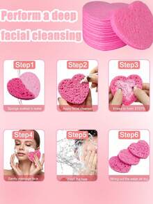 50 miếng bông rửa mặt nén, 100% cellulose tự nhiên, hình trái tim, tiện dụng, dùng để làm sạch da mặt, massage, tẩy tế bào chết, đắp mặt nạ, tẩy trang, thích hợp cho việc vệ sinh tại nhà và ngoài trời (50/20/10/5 miếng) - Hồng - Xem 4