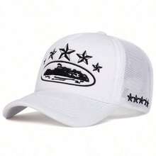 1pc Women Five-Pointed Embroidery Truck Driver Hat, Fashionable Baseball Cap With Mesh, Casual Outdoor Hat Spring Autumn Traveling, Beach Holiday Halloween - 粉色 - 查看 6