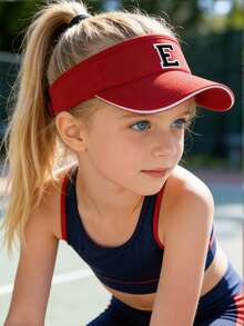 1pc Women's Lightweight Sun Hat, 26 Letters Design, Curved Brim, Suitable For Running And Outdoor Activities, Sun Protection Breathable Sports Cap - Red - View 2