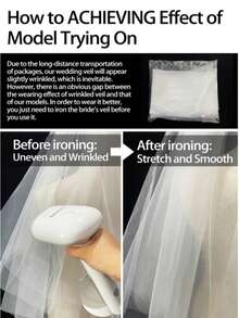 一件白色蕾丝薄纱新娘头纱，配金属发梳，婚礼配饰，订婚照道具，情人节礼物，情侣装，婚礼季 - 白色 - 查看 8