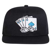 Mũ lưỡi trai nam in hình bài poker, mũ bóng chày thêu, mũ thời trang đường phố thường ngày cho mùa xuân, mùa thu, du lịch, đi biển. - nhiều màu - Xem 5
