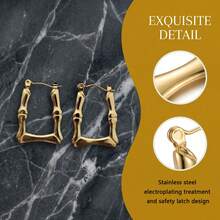 女士金色耳环，U形心形设计，简约时尚，适合日常佩戴 - 金色 - 查看 6