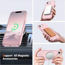 Magnetic Magsafe Wireless Charging Protective Case For IPhone 17 E, 16, 15, 14, 13, 12, 11, 17 Pro Max, 15 Plus, Semi-Transparent Matte Back Cover - Pink - View 6