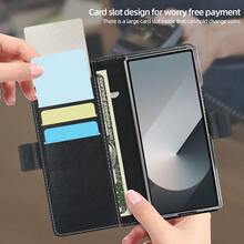 Splicing High Quality Stitched Faux Leather Flip Protective Full Cover Mobile Phone Case Compatible With Samsung Galaxy Z Fold 5 6 7 Card Slots Shockproof Magnetic Wallet Mobile Phone Case - Black - View 5