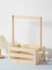 1pc Wooden Storage Basket, Storage Rack With Hanging Rod And Storage Basket, Multi-Functional Storage Rack For Clothes And Toys - Multicolor - View 15