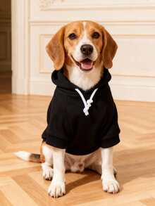 1 pieza Sudadera básica cómoda y cálida de color dopamina, adecuada para gatos y perros, para interiores y exteriores - Negro - Ver 7