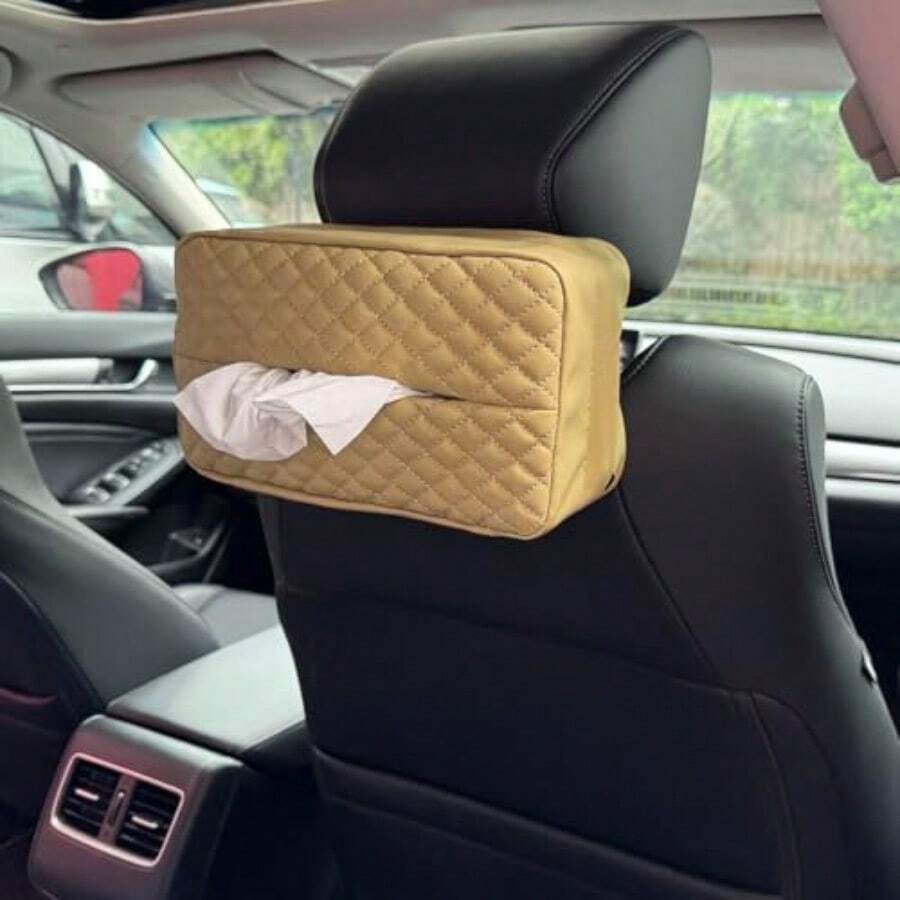Car Tissue Box - Beige - View 1