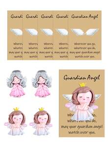 24/12/2pcs-Guardian Angel Add-On Cards, Cute Mini Gifts, Warm And Inspiring Gifts, Perfect For Best Friends, Perfect For Love And Care Party Gifts, Christmas, Birthday And Other Perfect Gifts. Angel Illustration Souvenirs, Perfect For Family And Friends, Greeting Cards, Special Occasions, Guardian Angel Gifts. - Multicolor - View 4