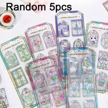 Japanese Colorful Glass Window Stickers - Spring Garden Scenery With Shimmering Shell Effect, Suitable For Handmade, Cardmaking And Decorative DIY Crafts - Multicolor - View 10