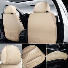 JDWBT Coprisedili Auto Universali per FIAT Panda, 500L, 500X, Tipo, Bravo, Linea, Stilo, Lancia Ypsilon, Fodere Sedili Auto Set Completo Pelle PU Premium, Traspirante e Morbida, Compatibili Airbag, Impermeabile - Beige - Visualizzare 3