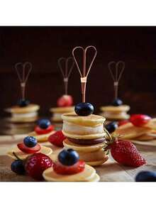 10支装天然竹制鸡尾酒签 - 4.8英寸带环食物串签，适用于食物、开胃菜、烧烤、派对、三明治、水果、奶酪和冷切肉 - 一次性结实串签 - 彩色 - 查看 4