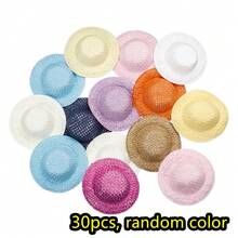 10/30pcs Mini Straw Hat Dolls, Bohemian Style Colorful Hat Decor, Handmade Woven Doll House Accessories, Cute Gift For Girls - Straw Hat - View 10