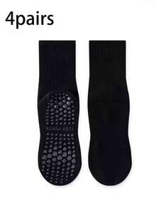 1/4 双装普拉提防滑袜，女士普拉提抓地袜，普拉提粘性袜，带抓地力的牵引瑜伽芭蕾袜，黑色、白色、粉色 - 彩色 - 查看 4