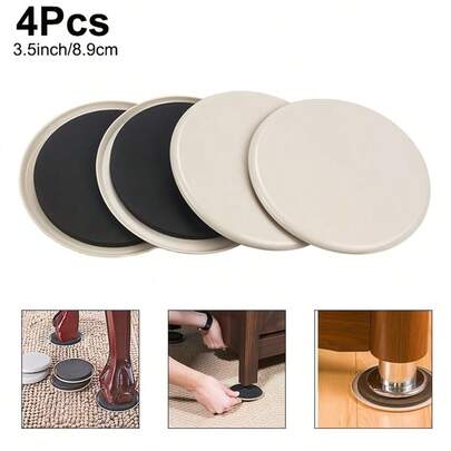 4pcs 3.5 Inch Reusable Furniture Sliders, Suitable For Carpets - Easy Mobility And Surface Protection