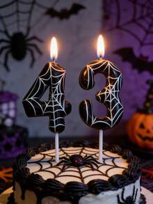 Nến sinh nhật số mạng nhện đen 0-9, Nến trang trí bánh cho tiệc, Chủ đề thú cưng cho ngày lễ tình nhân trở lại trường - Nhiều màu - Xem 3