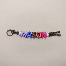[Custom] 1pc Handmade Woven Keychain, Colorful Acrylic Letter Beads, Handmade Woven Knot, Customizable Letters, Minimalist Style, Back To School/Birthday Gift - Letter Keychain - View 17
