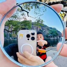 Travel Photography Gadget - Convex Wide Angle Mirror For Photo Shooting And Checking-In, Available In Large And Small Sizes, Essential Travel Gift For Friends, Selfie Accessory, Compact Design, High-Quality Reflection, Content Creator - Grey - View 3