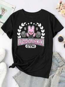 Women's Cute Dwaekki Gym Fitness T-Shirt SKZ Changbin Merchandise For Ladies' Workout Apparel - màu đen - Xem 1