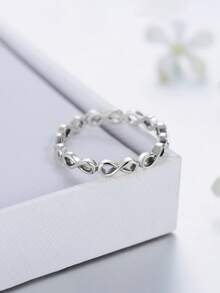 MODIAN S925 Sterling Silver Infinity Symbol Ring, Minimalist Personalized Finger Ring For Women - Silver - View 7