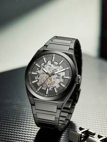 Fossil ME3206 男士骷髅头设计腕表，灰色不锈钢表带，自动机械机芯，简约运动腕表，完美的生日/周年纪念礼物 - 灰色 - 查看 1