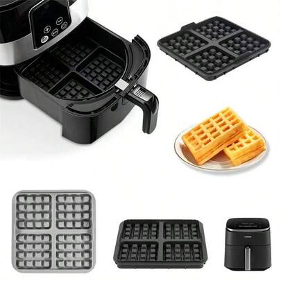 1/2pcs Silicone Air Fryer Waffle Mold, 4-Grid Non-Stick Waffle Baking Pan Suitable For NA230/NA229/AF181/Cosori 6.2L, Reusable, Oven And Dishwasher