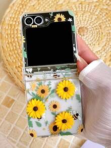 Flower 3D Daisy Flower Pattern Transparent Phone Case For Samsung Galaxy Z Flip7 Z Flip 6 Z Flip 5 5G, Summer Clear Hard Shell - Flowers - View 3