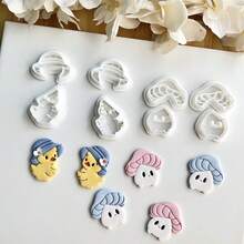 Bộ 4 khuôn đất sét mềm hình vịt và nấm hoạt hình dễ thương, khuôn cắt khuyên tai bằng đất sét mềm hình nàng tiên để tự làm mặt dây chuyền trang sức. - trắng - Xem 7