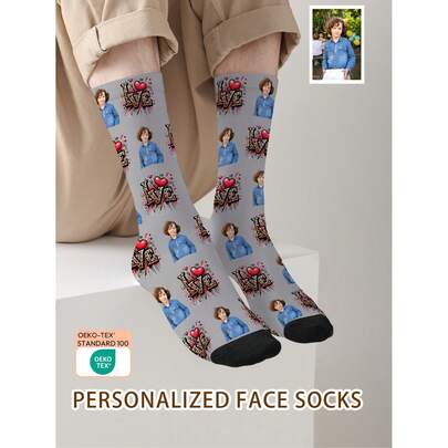 1 Par de Calcetines Personalizados con Cara, Calcetines Personalizados con Foto, Calcetines Impresos Personalizados, Calcetines Divertidos Personalizados con Cara, Calcetines Personalizados con Imagen, Pon Cualquier Cara en los Calcetines, Regalo de Aniversario, Regalo de San Valentín, Regalo de Cumpleaños, Regalo de Boda, Regalo del Día de la Madre, Regalo del Día del Padre, Regalo para la Mejor Amiga/o, Regalo para Mamá/Papá, Regalo para Novia/Novio, Regalo para Ella/Él Perrito