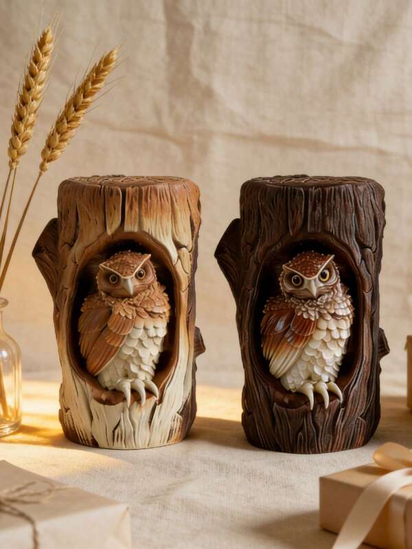 1pc 3D Owl Stump Silicone Mold, DIY Handmade Candle, Wax Melts, Plaster, Resin Diffuser Stone, Home Decor Craft Tool, Easy Release