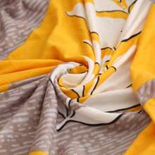 1pc Stretchable Milk Silk Headboard Cover, All Inclusive, Simple Geometric Pattern Design, Soft Polyester Fiber Fabric, Modern Style Bedroom Furniture Protective Cover Suitable For Single And Double Beds - Yellow - View 7