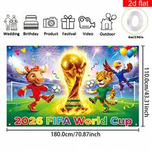 Tapisserie murale décorative WM 2D plate, bannière plate 2D, 1 pièce, bannière de fond de fête USA-Canada-Mexique 2026, bannière de garage de football, grande impression de trophée et de mascotte pour décoration extérieure, convient pour les fêtes de supporters et les décorations de fête de football ainsi que pour la décoration de la maison, 2D plate. - z1 - Voir 13