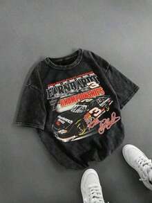 2026 Retro DaleS Earnhardt # 3 NASCARS 7 Championships Racing Car Graphic Tee,Casual Print,Comfortable And Versatile,Pure Cotton 220g Washed Printed T-Shirt,Unisex Style,Summer Fits,Vacation Fits Women,Summer Fits For Women,Spring Fits For Women,Summer Tops,St Pattys Day Fit,Easter Fit WomenLoose And Comfortable Casual Streetwear, Summer Loose Fit, Oversized Graphic Tee, Vintage Street Style, Soft Cotton Tee, Drop Shoulder T Shirt, Daily Casual Top,  Streetwear Tee, Boyfriend Style Tee, Grunge Vintage Tee, Y2K Streetwear Top, Casual Oversized Top, Retro Graphic T Shirt, Loose Casual Tee, Summer Street Style Top, - 黑色 - 查看 9