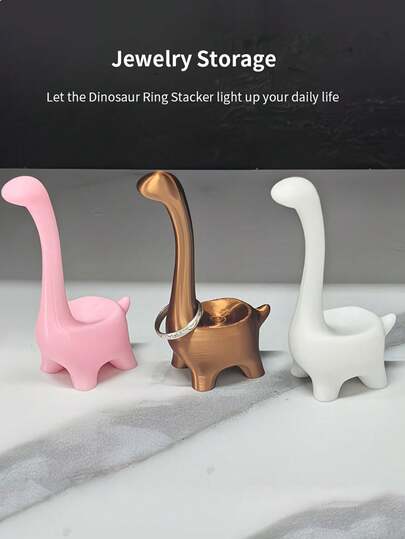 恐龙戒指架，多种颜色可选，适用于摆放耳环、戒指、珠宝，可作桌面装饰、结婚订婚戒指架，也可作为可爱的复古风格房间装饰，以及送给女性的精美礼物。非常适合情人节、浪漫夜晚、生日、周年纪念日，或作为礼物送给朋友、爱人或家人。