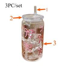 Bộ 3 món (1 cốc có nắp + ống hút + nắp cốc), cốc nhựa đáy phẳng 16oz có ống hút, cốc cà phê đá, bình nước, ly, thích hợp làm quà tặng Giáng sinh và tiệc tùng, có thể đựng nước, sữa, nước ép, đồ uống. - Nhiều màu - Xem 5