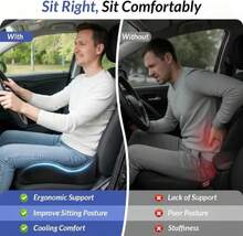 ZIKEE Car Seat Cushion For Driving With Cooling Gel, Ergonomic Memory Foam Seat Cushion For Car Provides Sciatica, Back, Tailbone Pain Relief And Intimate Ventilation, Anti-Slip &Amp; Breathable Cover - ColorA - 查看 3