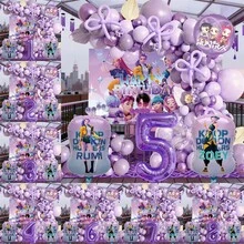 1 Conjunto Decoração de Festa de Aniversário Infantil Garota Cartoon Legal, Conjunto de Arco de Balões e Guirlanda, Conjunto de Balões com Tema de Bruxa Roxa, Adequado para Festa de Aniversário de Festival de Música K-Pop, Decoração de Parede com Balões, Presentes de Mesa de Bolo de Batizado, Balões Decorativos - TZQQ - Visão 2