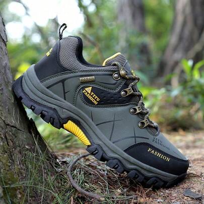Brand Men's Outdoor Leather Hiking Shoes, Men's Mountain Sports Shoes For Hiking, Camping, Climbing, Thick Sole Men's Hiking Boots