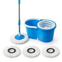 Spin Mop And Bucket With Wringer Set, 360° Spinning Mop Bucket System With 2 Microfiber Mop Replacement Heads And 61" Adjustable Handle For Floor Cleaning With Soap Dispenser (20QT) - 標準型-17吋(藍色) - 查看 6