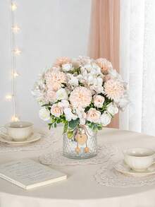 3pcs Artificial Silk Ball Chrysanthemums, Roses, Hydrangeas, Artificial Flowers, Valentine's Day Gifts, Simulated Flower Brunch, Suitable For DIY Wedding Bouquets - Champagne - View 8