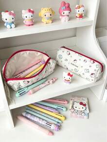 SANRIO Túi đựng mỹ phẩm in hình mèo mềm mại và dễ thương, dung tích lớn, túi đựng đồ trang điểm di động tiện dụng. - Hộp bút in hình mèo - Xem 11
