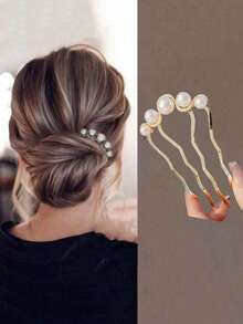 3 pièces Accessoires pour cheveux en forme de croissant de style rétro haut de gamme, pour coiffer les côtés, outil de coiffure pour chignon décontracté, peigne démêlant 7 dents 2026 nouveau, pince à cheveux haut de gamme pour l'occiput, peigne inverse pour chignon, pince à cheveux, épingle à cheveux, bâtonnet à cheveux, cadeau de vacances parfait - Multicolore - Voir 10