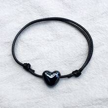 Vòng tay hình trái tim bằng gốm, vòng tay dệt thủ công có thể điều chỉnh, phù hợp cho cả nam và nữ. - trắng - Xem 9